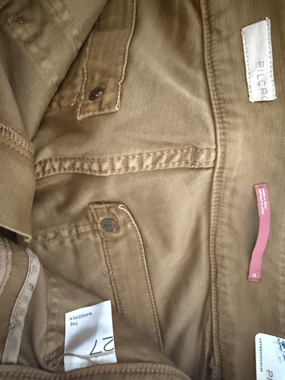 Anthropologie Pilcro The Wanderer Low Rise Brown Khaki Utility Straight Pants 27 - Picture 12 of 13